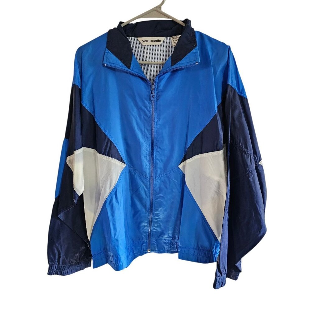 Pierre Cardin Mens Blue Colorblock Windbreaker Jacket Vintage 90s Nylon Large - Picture 2 of 7